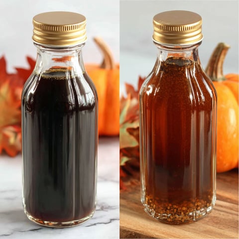 Two bottles of Starbucks Pumpkin Spice Coffee Syrup.