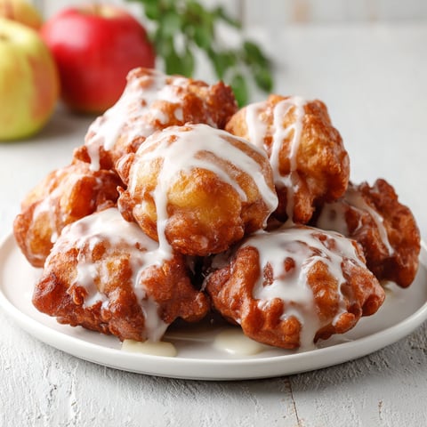 A plate of glazed apple fritters.