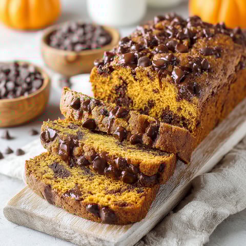 A slice of chocolate chip pumpkin bread with brown butter.