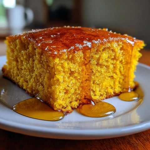 A slice of honey pumpkin cornbread.