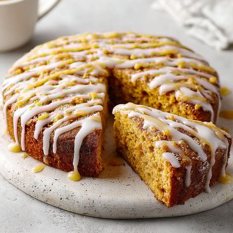 A slice of pumpkin bread with vanilla glaze.