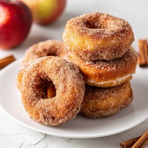 A plate of doughnuts with sugar on top.