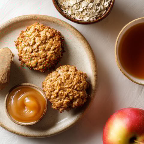A plate of oatmeal cookies and a bowl of oatmeal.