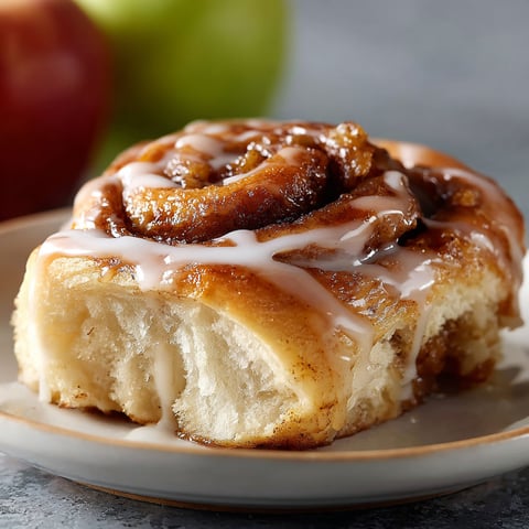 A delicious cinnamon roll with a drizzle of apple cider.