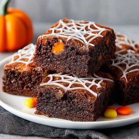 Chocolate brownies with white icing and candy decorations.