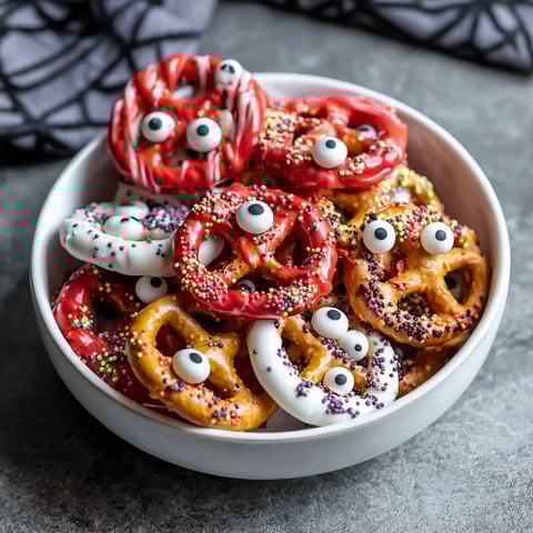 A bowl of pretzels with eyes and a mouth.