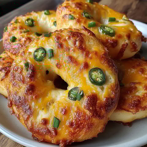 A plate of jalapeno cheddar yogurt bagels to bake.