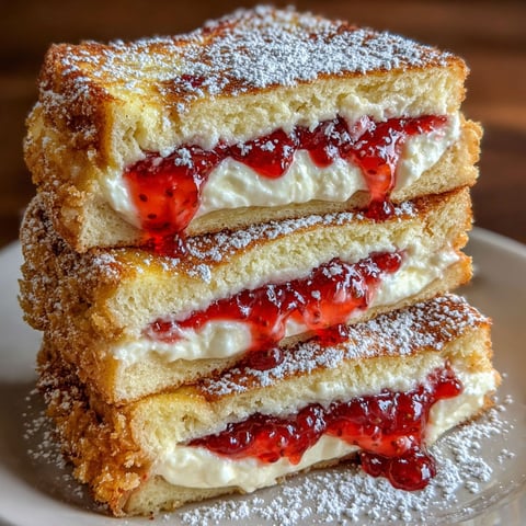 A stack of fried strawberry cheesecake sandwiches.