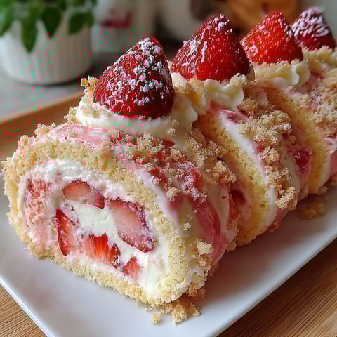A delicious dessert made with strawberries and cheesecake.