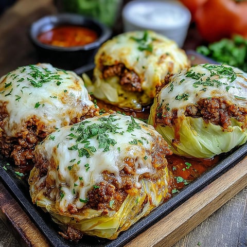 Oven-baked cabbage rolls with tomato sauce.